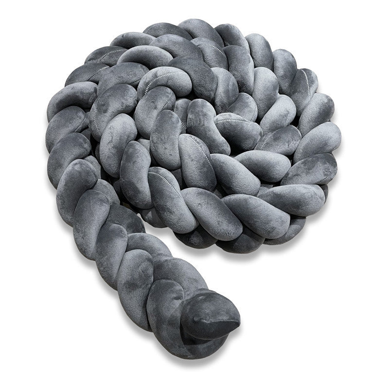 TOUR DE LIT BEBE TRESSE gris foncé enroulé