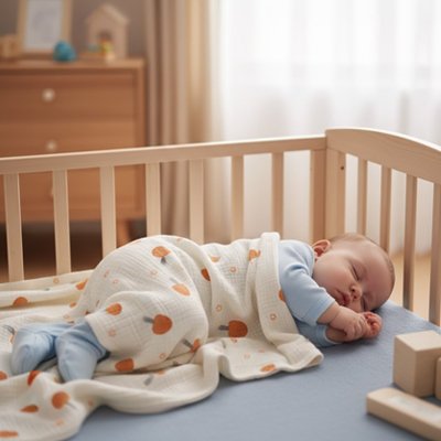 Bébé couché sur côté caché avec couverture bebe