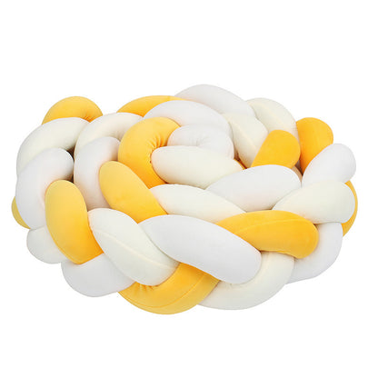 CONTOUR DE LIT BÉBÉ TRESSÉ blanc jaune enroule