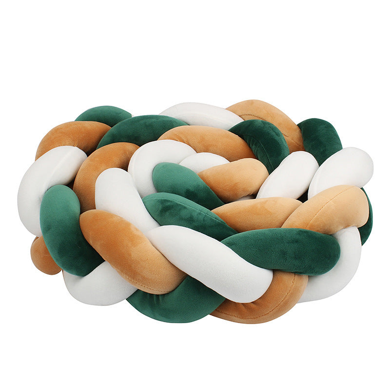 CONTOUR DE LIT BÉBÉ TRESSÉ blanc vert beige enroulé