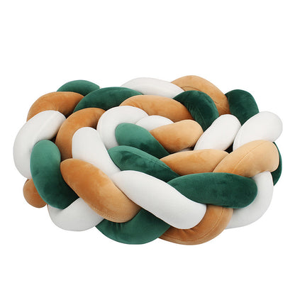 CONTOUR DE LIT BÉBÉ TRESSÉ blanc vert beige enroulé