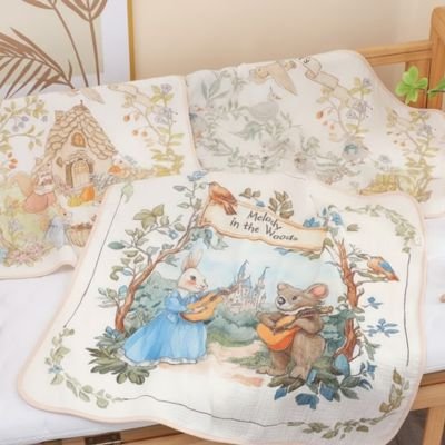 Couverture emmaillotage bébé lapin et ourson