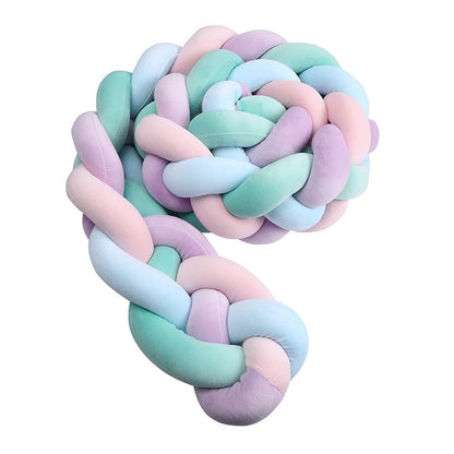TRESSE POUR CONTOUR DE LIT BÉBÉ rose menthe enroulée