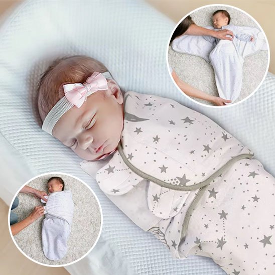 Bébé fille couchée dans lit avec couverture emmaillotage