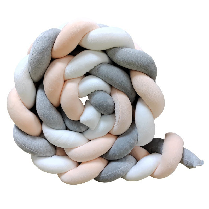 tresse tour de lit blanc et bleu et rose enroulée